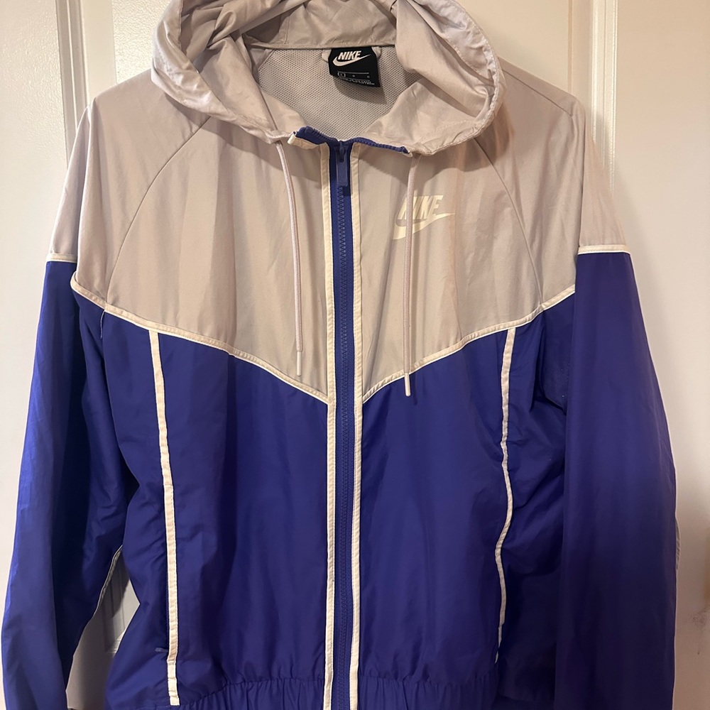 Nike Purple and Light Gray Hooded Bomber Windbreaker Jacket